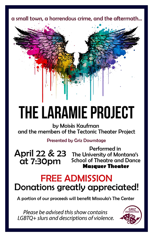poster advertising details of upcoming play The Laramie Project