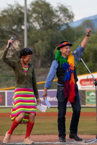 Heidi J and Marc Moss wrap up intermission with the audience participation portion of the evening  credit-kmr studios